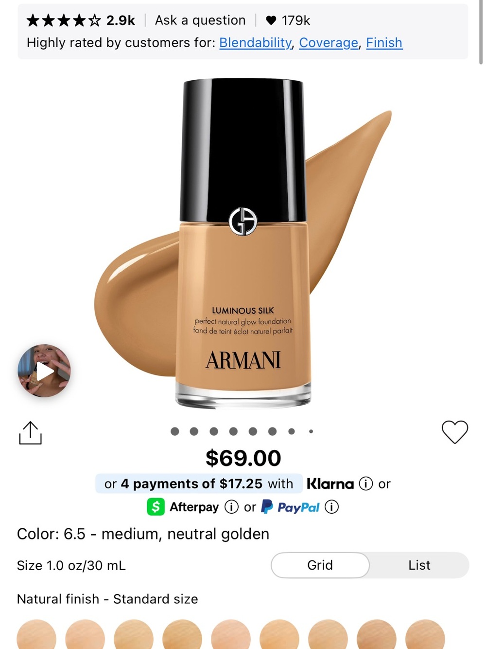 Giorgio Armani Luminous Silk Foundation — Medium (shade 7)